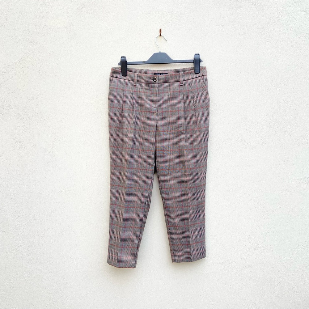 NEXT Women’s Check Plaid Trousers Sz 10 Petite Short Ankle Grazer Tartan Stretch - Picture 1 of 9